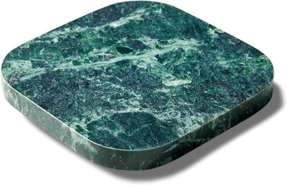 𝐈𝐭𝐚𝐥𝐢𝐚𝐧 Green Marble Coasters – Set of 4 – Square Modern Bar Coasters for Drinks, Coffee –Stone Holder for Home Décor, Housewarming Gifts (Dark Green)