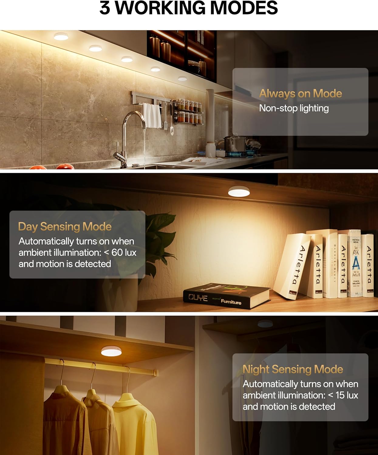 Homelist Upgraded Ultra Bright Motion Sensor Lights Indoor, 6 Pack Rechargeable Puck Light with Remote, 1500mAh Battery Operated Sensor Night Light for Stairs, Cabinet, Bedside, Closet