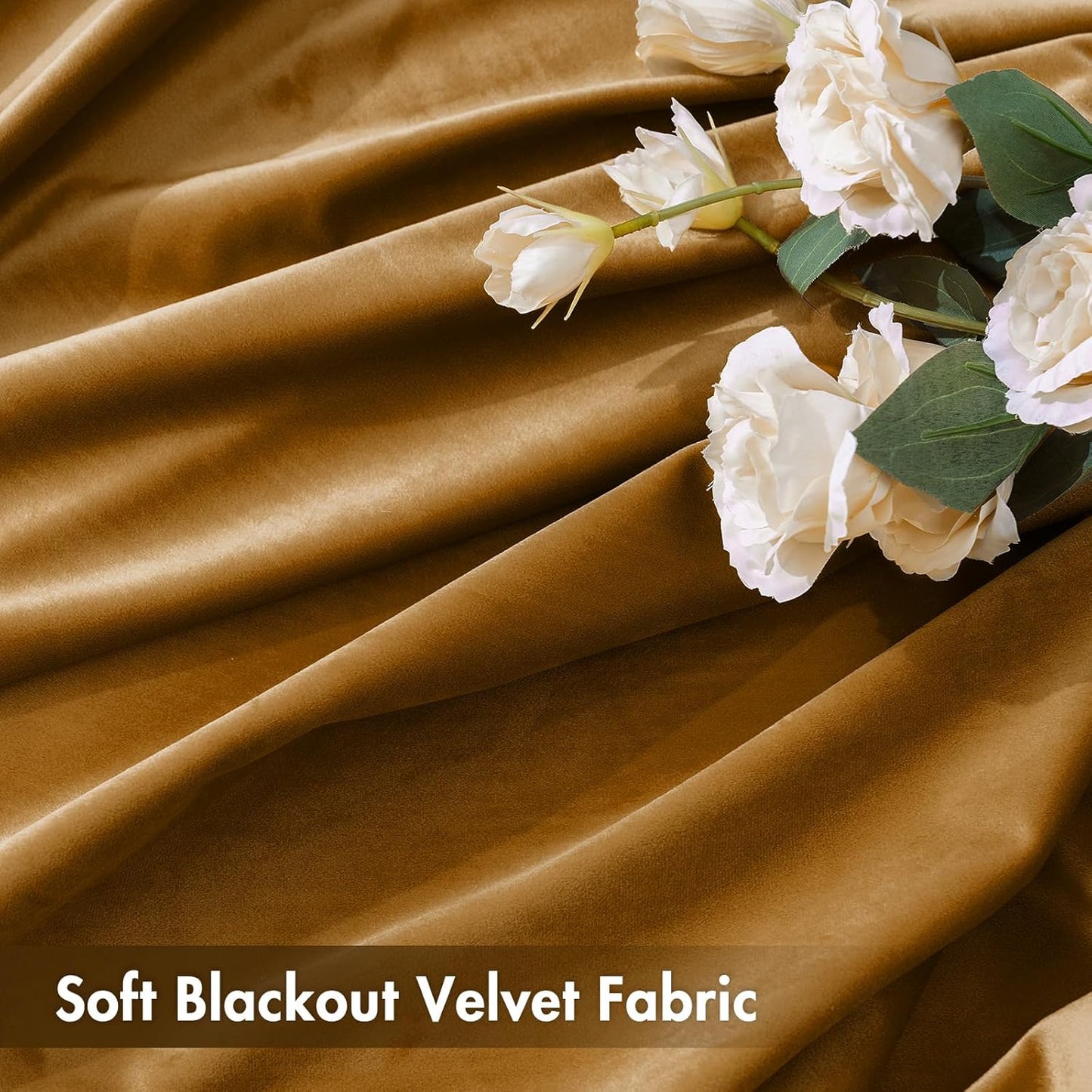 MIULEE Golden Brown Velvet Curtains Thermal Insulated Blackout Curtain Drapes for Bedroom Living Room Darkening 63 Inches Long Curtains Panels Rod Pocket Set of 2