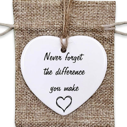 Thank You Gifts for Women Men - Never Forget The Difference You Make Ceramic Ornament Keepsake Appreciation, Retirement Gifts for Women Men, Farewell, Goodbye, Leaving Ideas for Coworker, Boss