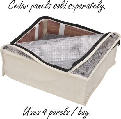 Household Essentials 3321-1 Cedarline Natural Cotton Canvas Zippered Sweater Bag | Storage Bag for Closets and Under the Bed | 2-Pack