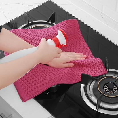 Homaxy 100% Cotton Waffle Weave Kitchen Dish Towels, Ultra Soft Absorbent Quick Drying Cleaning Towel, 13 x 28 Inches, 6-Pack, Hot Pink