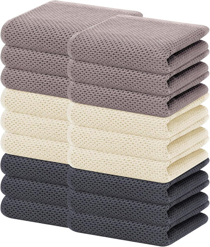 Homaxy 100% Cotton Waffle Weave Kitchen Dish Towels, Ultra Soft Absorbent Quick Drying Cleaning Towel, 13 x 28 Inches, 18-Pack, Mixed Color
