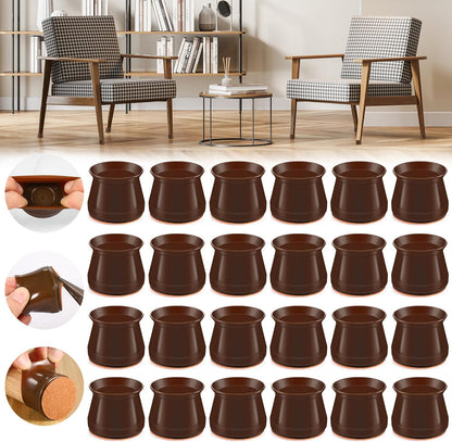 24PCS Upgraded Silicone Chair Leg Floor Protectors for Hardwood Floors, Furniture Sliders for Chair Legs, Felt Bottom Furniture Pads, Anti-Slip Round&Square Cap Covers to Scratch and Reduce Noise