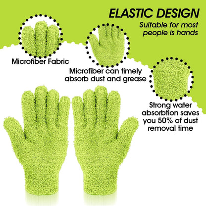 Plant Dusting Gloves, Microfiber Dusters for Cleaning Kitchen Indoor Mitt for House Use Desk Window Blind Screen Wash