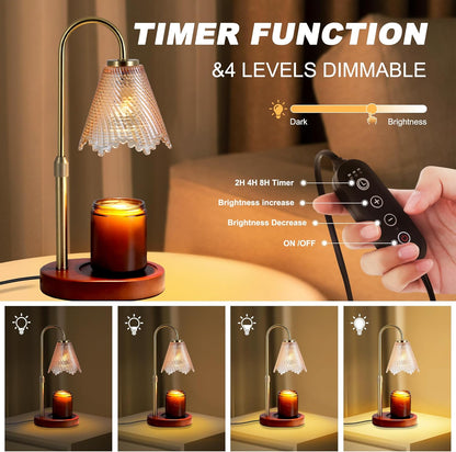 Candle Warmer lamp with Timer & Dimmer Birthday Gifts for Women Mom, House Warming Gifts New Home Decor, Wax Melt Warmer for Jar Candles, Home Bedroom Decor with 2 Bulbs(Leafy Amber)