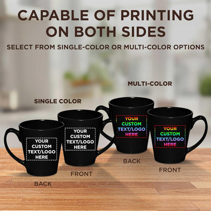 DISCOUNT PROMOS Custom Glossy Ceramic Latte Coffee Mug 12 oz. Set of 100, Personalized Bulk Pack - Perfect for Tea, Espresso, Cappuccino, Hot Cocoa - Black
