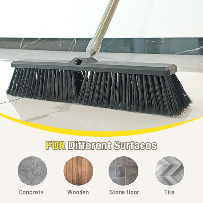 Push Broom Head Outdoor Large Stiff Bristle - Excellent Cleaning Performance- Easy Installation (18 inches)