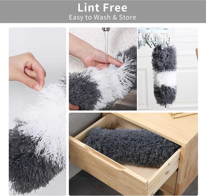 BOOMJOY Microfiber Feather Duster with 100 Inches Extendable Pole, 2 Pack Dusters for Cleaning Ceiling, Fan, Furniture