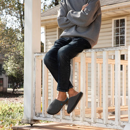 VeraCosy Men's Two-Tone Memory Foam House Slippers Indoor Outdoor Durable Rubber Sole