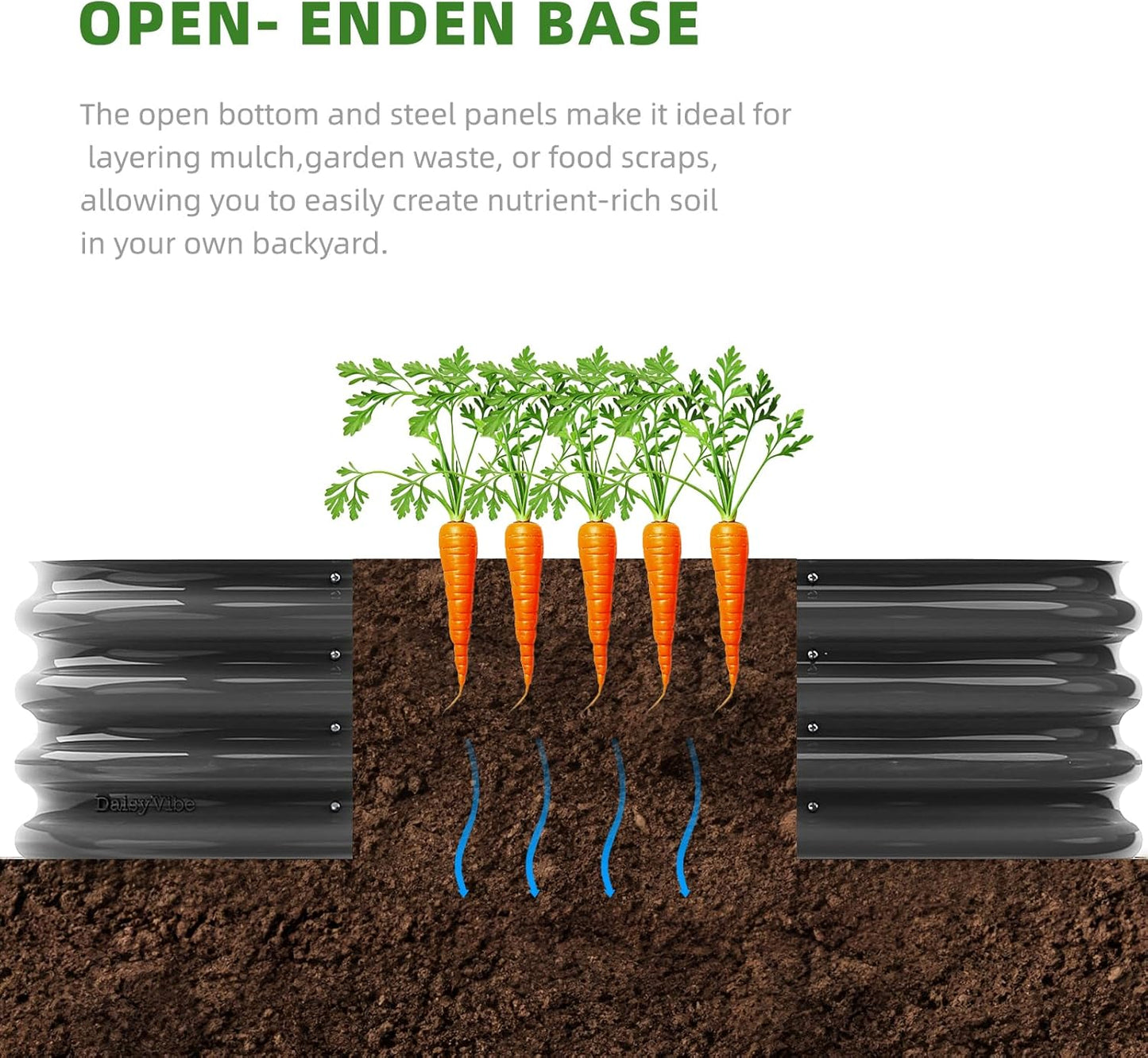 DaisyVibe Raised Garden Bed Kit, Planter Raised Garden Boxes Outdoor, Oval Large Metal Raised Garden Beds for Vegetables Flowers (Grey, 8ftx2ftx1ft)