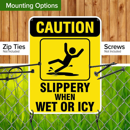 Caution Slippery When Wet Sign or ICY Sign, 18"x24" Polyethylene, Indoor/Outdoor Use, USA MADE By My Sign Center