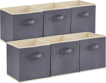 Lifewit Collapsible Fabric Storage Cubes Bins Set 13 Inch, Foldable Cubby Organizers Boxes, 6 Pack Organizing Baskets for Shelf, Closet, Utility Room, Storage Room, 36L Gray
