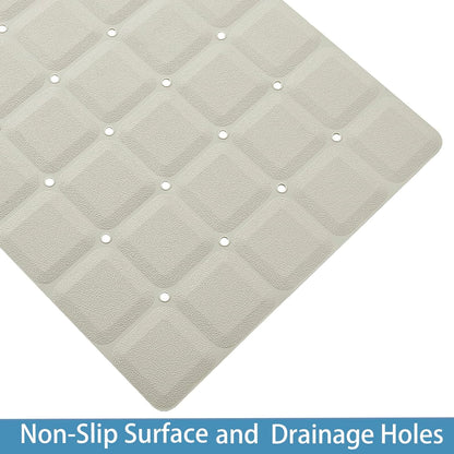 Foldable Silicone Bathtub Mat: Jumbo Size Heavy Duty Safety Bath Mat for Tub Without Suction Cups Non Slip Bath & Shower Mat for Textured, Reglazed, Refinished Tub (Beige, 35.8 x 17.7)