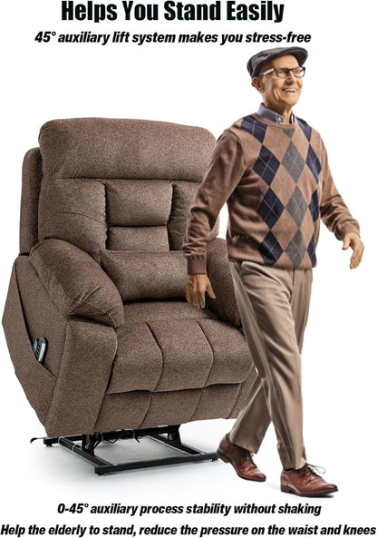 Oversized Lazy Boy Recliner Chair, 4 Motor Recliner with Power Headrest and Lumbar, Nursing Lift Chair with Vibrating Massage and Heated Seat