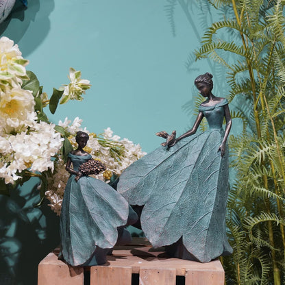 Guichifun Fairy Statue Collection Home Decoration - Leaf Angel Girls Resin Home Garden Decor for Outside or Inside Rustic Fairy Garden Outdoor Yard Figurines Gifts for Women 8.5 x 5.25 x 12 Inch