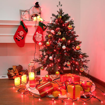 Brizled Red Christmas Lights, 33ft 100 LED Christmas String Lights, 5mm Wide Angle Mini Xmas Tree Lights, 120V UL Certified Connectable Xmas Light for Tree Party Wedding Home Indoor Outdoor Decoration