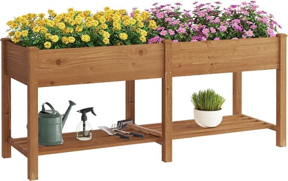 GHWIE Raised Garden Bed with Shelf,Elevated Wooden Planter Box with Legs,Garden Planter for Backyard, Patio, Balcony