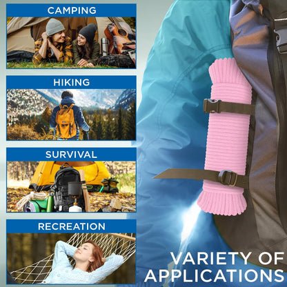 TECEUM Cotton Rope 3/16” (5 mm) – 50 FT – Strong All-Purpose Braided Rope – Natural Cotton – for Crafting, Сamping, Clothes Line, DIY, Indoor & Outdoor Use – Pink