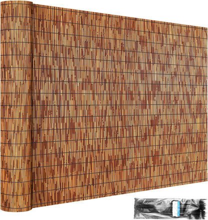 ZNCMRR Natural Reed Fencing Rolls,4FT X 16.4FT Reed Screen Curtain Balcony Reed Fence for Outdoor Backyard Patio（Brown）