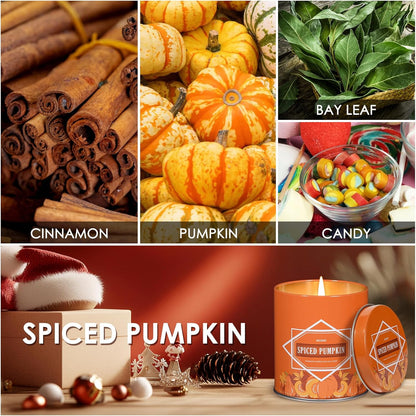 Pumpkin Spice Fall Scented Candle – 9 oz Soy Wax in Travel-Friendly Reusable Tin, Non-Toxic & Clean Burning, 50-Hour Burn – Cozy Autumn Fragrance, Holiday Gift & Fall Decor for Women & Men