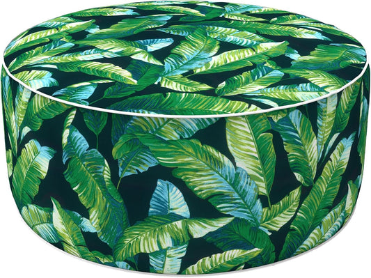 LVTXIII Inflatable Stool Ottoman Footrest with Handle, All Weather Footrest Seat, Indoor or Outdoor Pouf for Home Patio Garden and Camping Use, D31 xH14, Large Round, Hanalei Lagoon