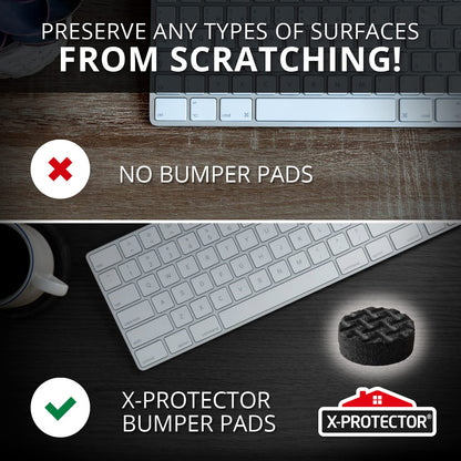 X-Protector Cabinet Door Bumpers 100 PCS Small Black Rubber Pads 3/8' Self-Adhesive Thick Dots Protect Glass & Surfaces