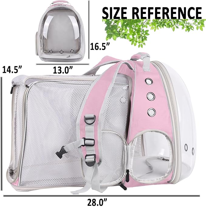 Square Back Extension Pet Backpack Carrier for Cat and Small Puppy up to 12 Pounds, Clear Space Capsule Astronaut Transparent Bubble Window Backpack to Carry and Transport Cat to Vet and Traveling