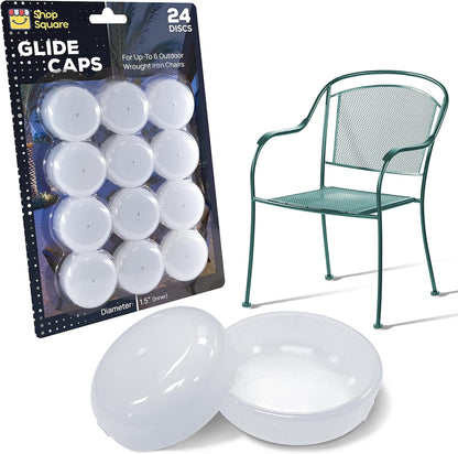 Wrought Iron Patio Furniture Feet Caps (24 Pack, White) - 1.5" Round Plastic Outdoor Chair Leg Caps, Patio Furniture Replacement Feet