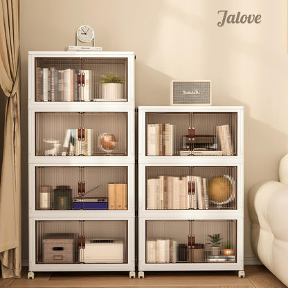 Jalove 30Gal Large Storage Bins with lids, 120QT Plastic Stackable Storage Containers with Wheels, Collapsible Closet Organizer and Storage Drawers,Clothes Organization for Cabinet Home, 1Pack White