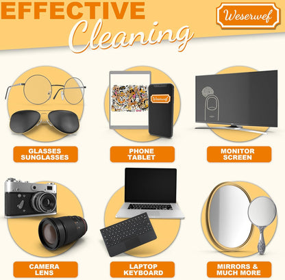 WESERWEF Design Microfiber Glasses Cleaning Cloth – Premium Cleaning Cloth for Eyeglasses, Screens, Tablets, Cameras & Lenses, 12" x 12", Ultra-Soft & Scratch-Free (Funny Dogs)