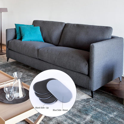 Reusable Large Furniture Movers Sliders for Carpet and Hardwood Floors-8 Pack 9-1/2" Oval Moving Pads Protector for Heavy Duty Sofa Bed Table Desk,Quickly and Easily Move Any Item, Light Blue