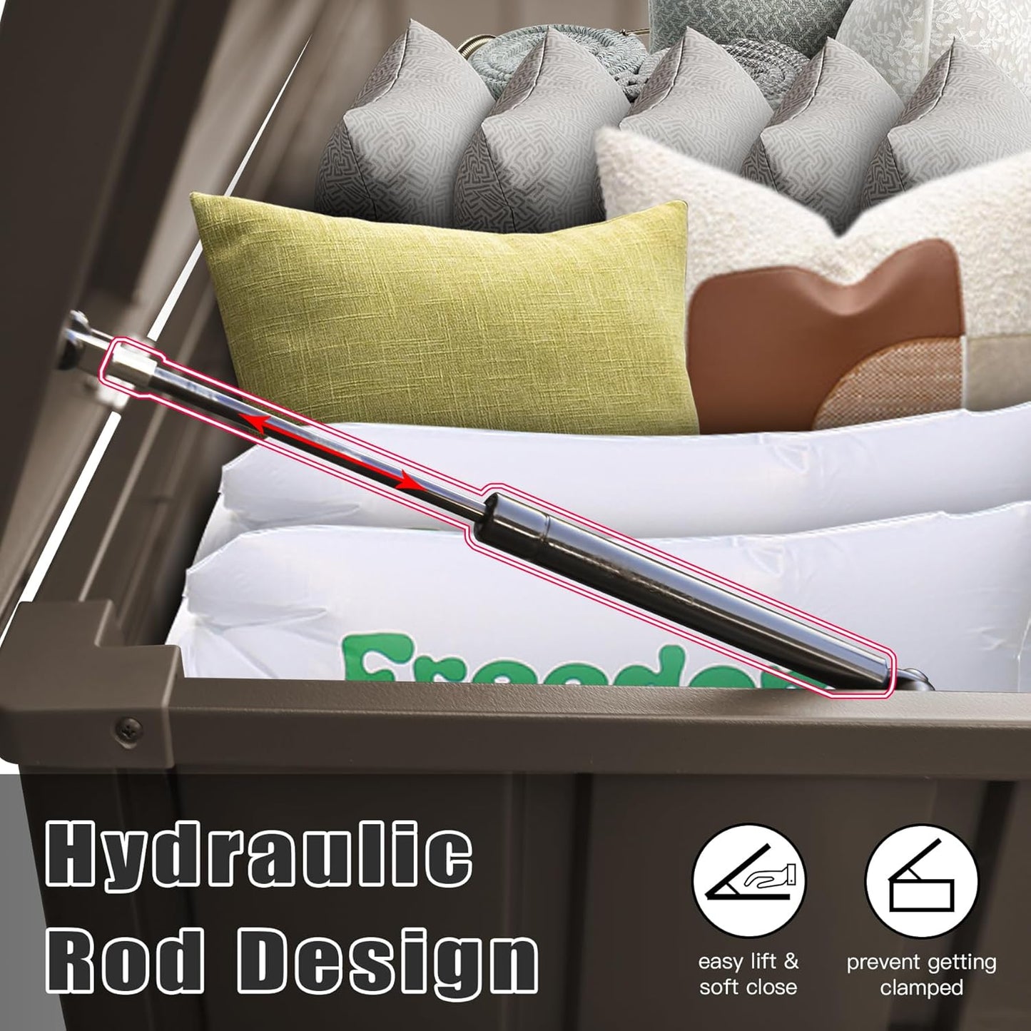 Domi Outdoor Deck Box 100 Gallon, Waterproof Lockable Steel Outdoor Storage Container for Outside Cushions, Garden Tools and Pools Equipment (Dark Brown)