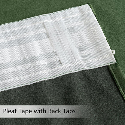 MIULEE Olive Green Velvet Curtains 120 inches 2 Panels - Pinch Pleated Luxury Room Darkening Curtains for Bedroom Living Room Thermal Insulated Super Soft Window Drapes Rod Pocket, W52 x L120 inch