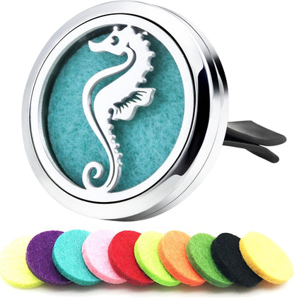 AZNECK Car Essential Oil Diffuser Vent Clip Car Diffuser Vent Clips Hippocampus Air Freshener 10 Felt Pads Car Accessories for Women Gifts
