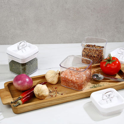 Felli Flip Tite Storage Container with 4 Inch Lid SQUARE & RECTANGLE, Air Tight Ring Seal Top Clear Acrylic Canister Jar, Spice Pasta Cereal Snack Pantry Organizer, Gift Set for Women (10pk, Variety)