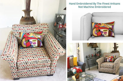 Lumbar Kandinsky Contemporary Throw Pillows - Musical | Modern Pillow Cases | Abstract Pillows | Modern Accent Pillow | Abstract Chair Cushions | Handmade Cushion | Wool Size 14x20