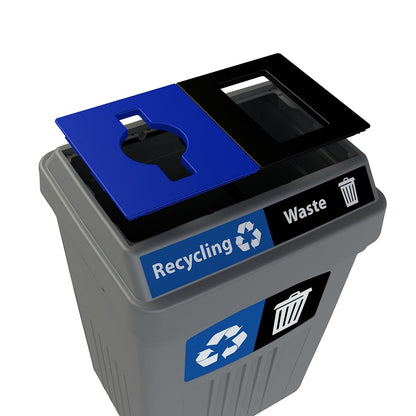 Flex E Bin FX50A-BK1-BC-BE, Made from Recycled Plastic. Indoor and Outdoor Sturdy Beer Can Receptacle | Includes Handles and Clear Signage Vented Design for Bag Removal - 50 Gallons, Black