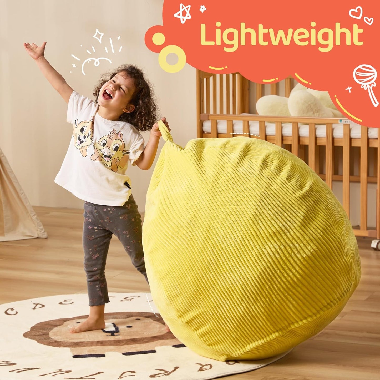 Bean Bag Chairs Teardrop Bean Bag Chair Beanbag Chair with Memory Foam Filled Machine Washable Cover for Living Room, Bedroom (Small,Yellow)