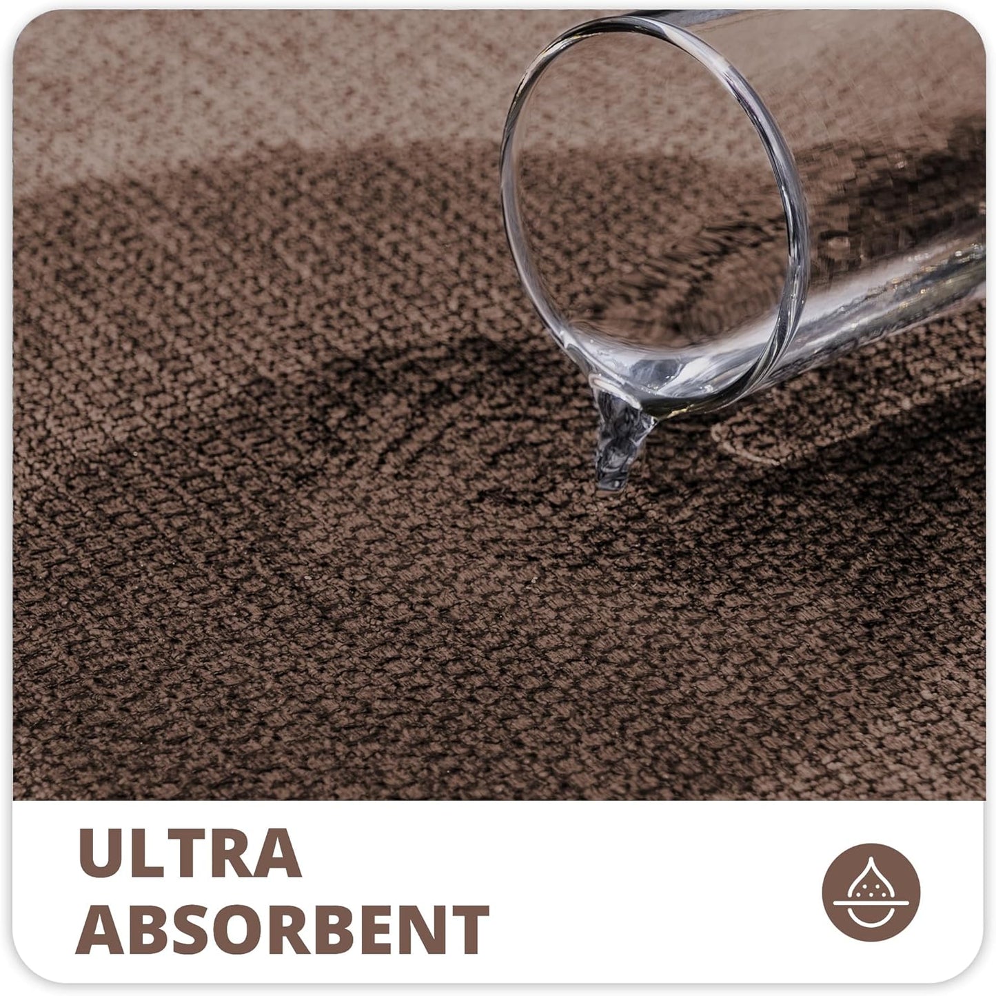 Bathroom Rugs Set 2 Pieces,Thin Bathroom Mats,Toilet Rugs,Quick Dry,Non-Slip,Machine Washable,Low Pile,Absorbent Bath Mats,Shower,Sink,Home Decor Accessories.Brown,1'5"x2'3"+1'8"x2" U Shape