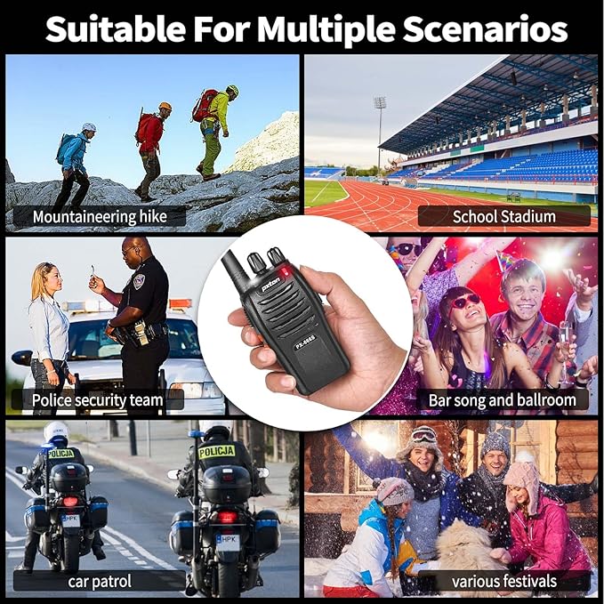 pxton 666S 10 Pack walkie talkies for Adults Long Range Rechargeable with Headphones and Li-ion Battery,Two Way Radio has VOX/Noise Reduction/TOT/Flashlight/Monitoring/Scan Function（10 Pack）