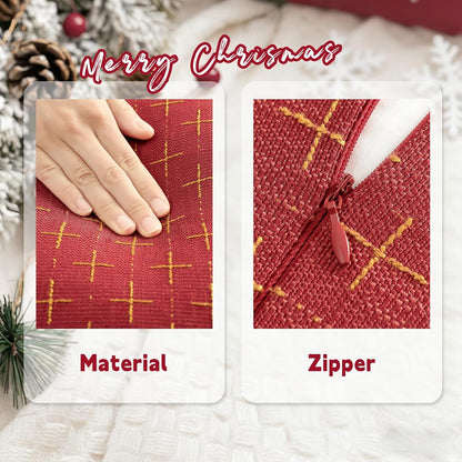 ZWJD Christmas Pillow Covers 12x20 Set of 2 Soft Polyester Textured Pillowcases with Stylish Flange Edge Cozy Farmhouse Christmas Pillows for Couch Bed Sofa Living Room (Red)