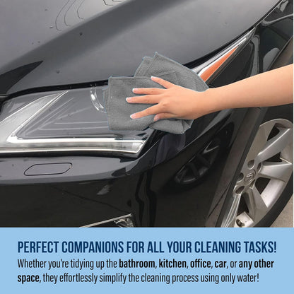 GREEN LIFESTYLE Chamois Cloth, Microfiber Cleaning Cloth 150 Pack, Borderless Towels Cleaning, Car Microfiber Towel, Drying Car Wash Towels (11.5" x 11.5", Grey)