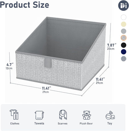 DIMJ Trapezoid Storage Bins, Closet Storage Bins with Handle, Foldable Closet Organizers and Storage Baskets for Toys, Books, Clothes, 8 Packs