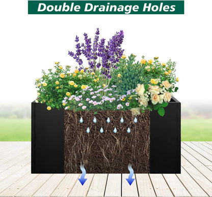 Galvanized Steel Metal Planter Rectangular Indoor Black Planter Box Large Outdoor Planters Steel 31.5" x 16" x 16" Commercial Residential for Patio, Deck, Garden