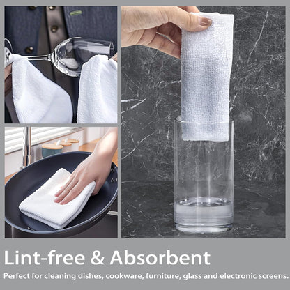 Greenfound Microfiber Cleaning Cloth Roll -80 Pack, 11.5x11.5, Tear Away Towels, Reusable and Washable Rags, White