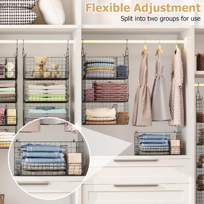 5 Tier Extra Large Closet Hanging Organizer with 5 Dividers,16.5"L x 11.8"W x 51.4"H Closet Organizers and Storage with 5 S Hooks,Clothes Organizer for Sweaters Clutches Handbags Hats Accessories