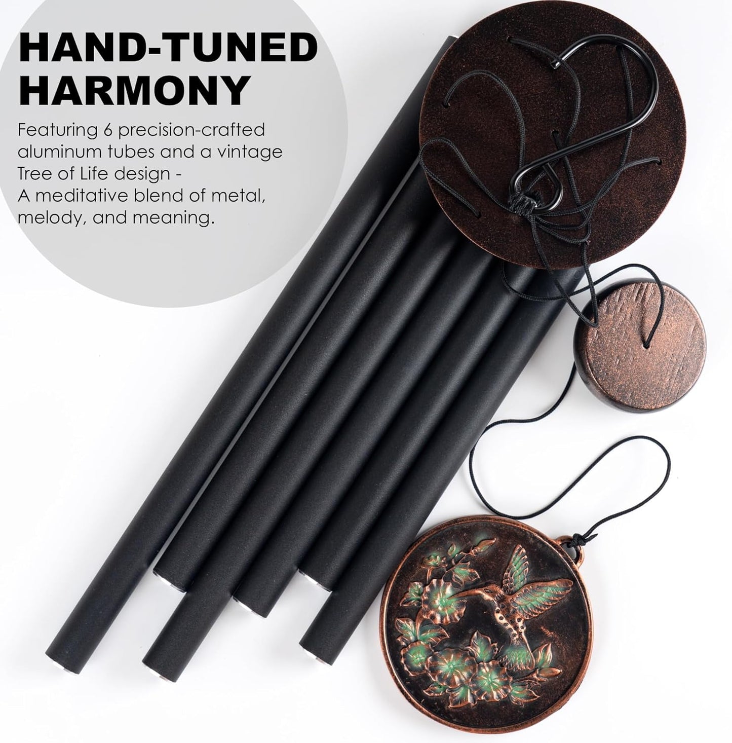 Vanquer Large Wind Chimes for Outside Deep Tone - 34'' Wind Chimes Outdoor Clearance, Windchimes Outdoors, Hummingbird Wind Chime,Sympathy Gift, Patio, Home Décor, Vintage Black (34" Hummingbird)