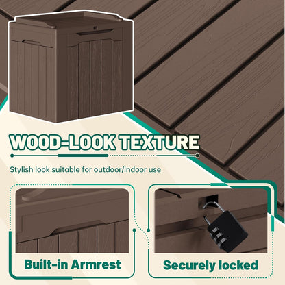 Devoko 30 Gallon Resin Deck Box 2 Pack Outdoor Indoor Waterproof Storage Box for Patio Furniture Pool Accessories Storage for Cushion Garden Tools (Brown, 2 Pack)