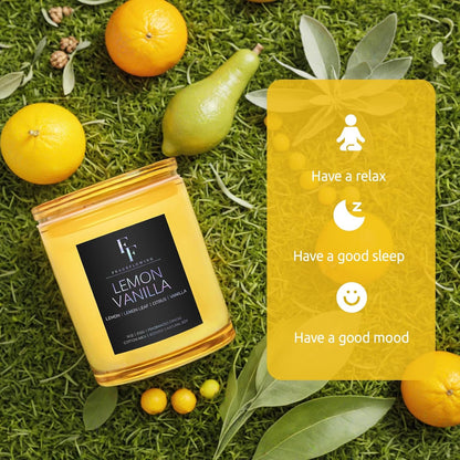 Lemon Vanilla Scented Candle, 2-Wick Luxury Soy Wax Candle, 9 oz Aromatherapy Candle Home Fragrance Candles Gift